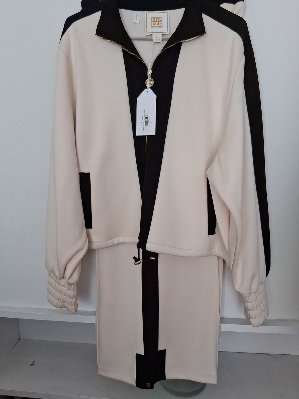 Cream and Black Two-Tone Pantsuit by Givenchy